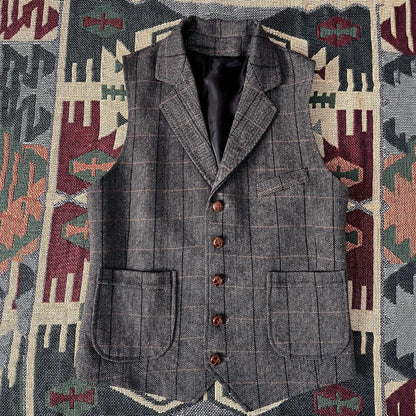 Retro Large Size Wool Herringbone Waistcoats