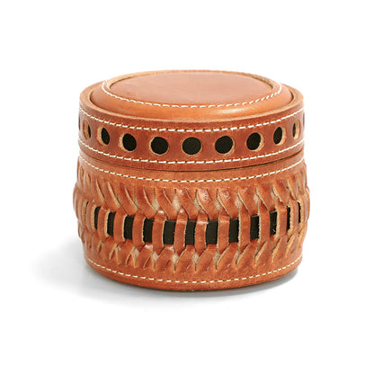 Retro Handmade Leather Woven Box