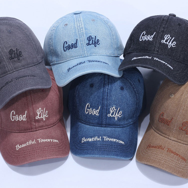 Retro Denim Flip Hat Beret Casual Cap Adjustable Hat