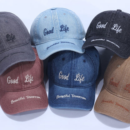 Retro Denim Flip Hat Beret Casual Cap Adjustable Hat