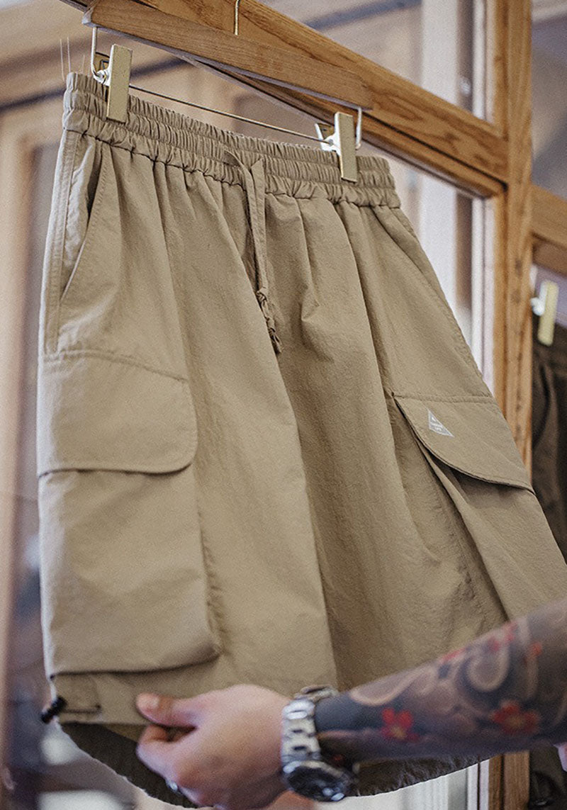 Retro Outdoor Multi-pocket Nylon Cargo Shorts