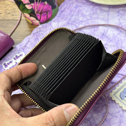 Retro Handmade Leather Purple Wallets Card Holders