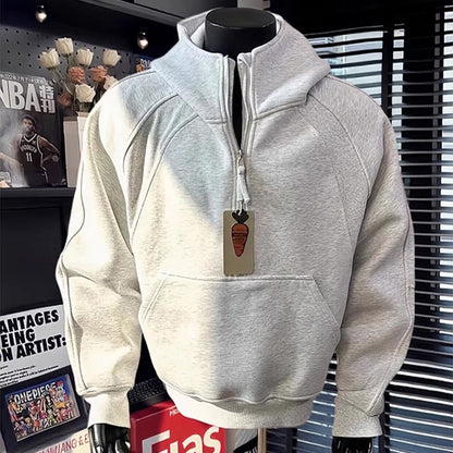Retro Half Zipper Hood Outwear