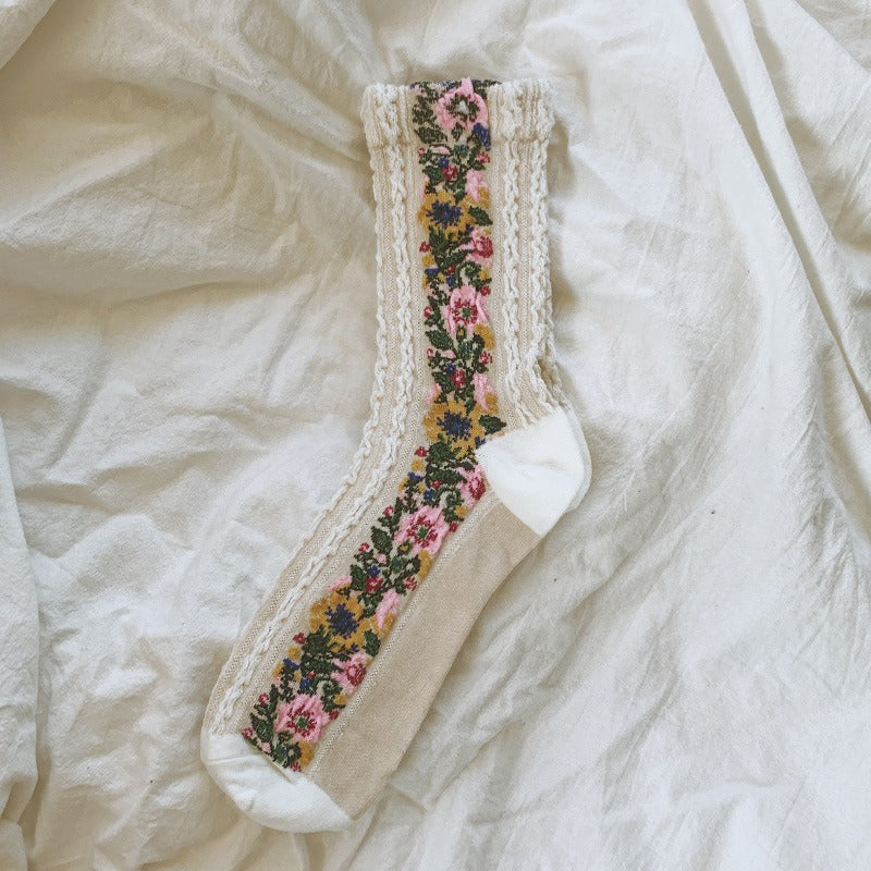 Women 5 Pairs Retro Ethnic Style Socks