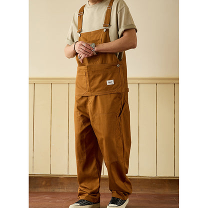 Retro Style Casual Multi-Pocket Overall Cargo Pants