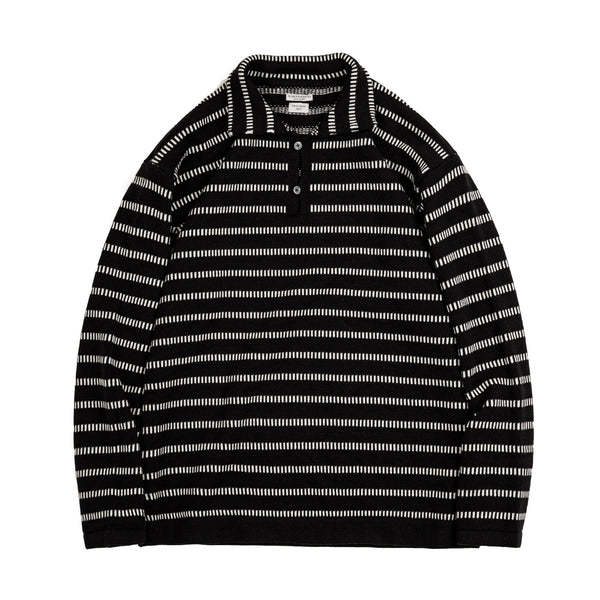 Retro Arrow Feather Knitted Striped Polo