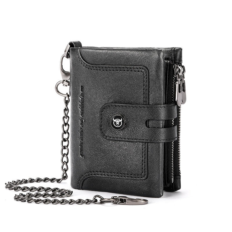 Retro Leather Zipper Chain Wallet
