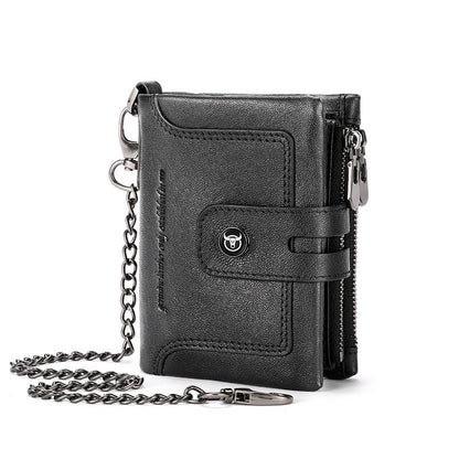 Retro Leather Zipper Chain Wallet