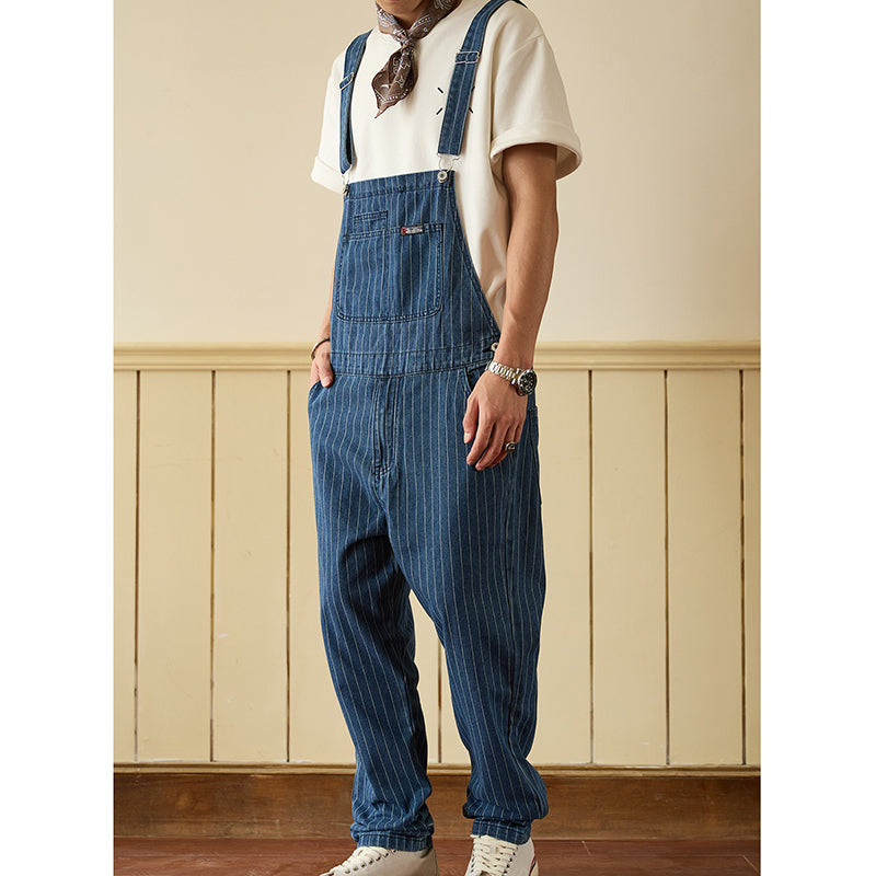 Retro Denim Casual Multi-Pocket Jumpsuits Overall