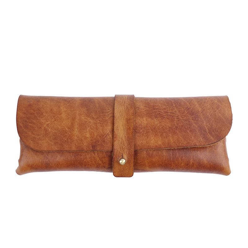 Retro Handmade Leather Pencil Case Glasses Case