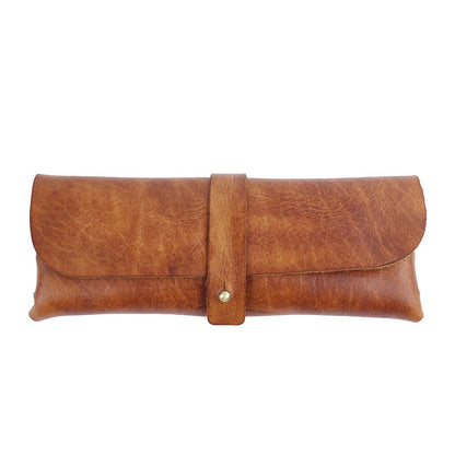 Retro Handmade Leather Pencil Case Glasses Case