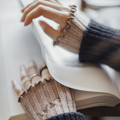 Retro Thick Wool Gloves Warm Long Arm Knitted Sleeves