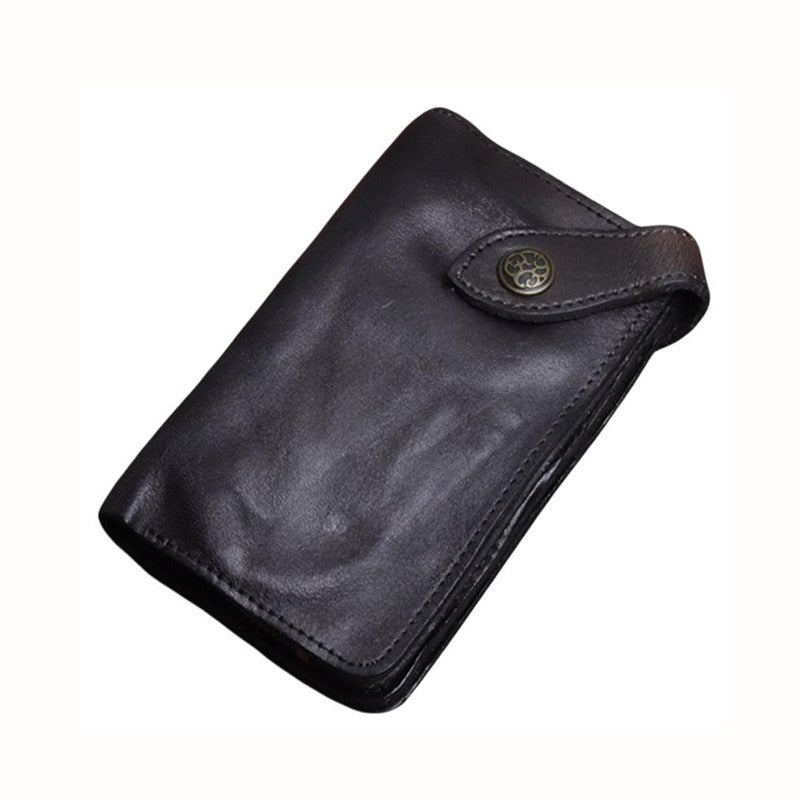 Retro Handmade Leather Zipper Card Wallets