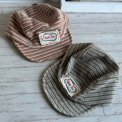 Retro Striped Knitted Flip Hat Beret Casual Cap Adjustable Hat