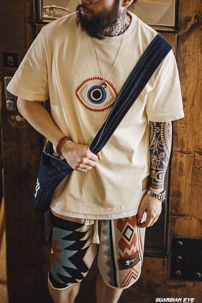 Retro Embroidery Guardian Eye T-shirt