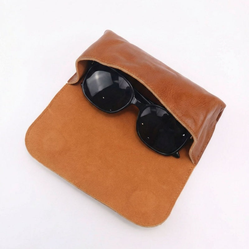 Retro Tanned Leather Glasses Case