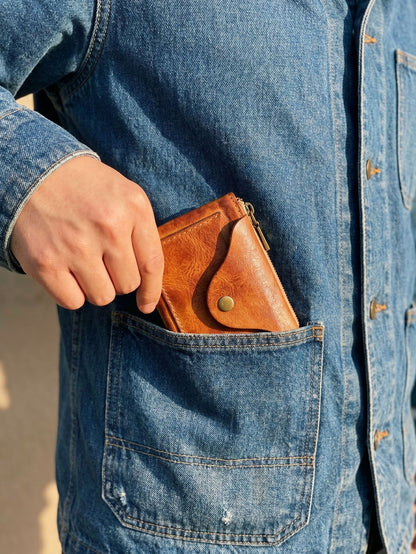 Retro Handmade Leather Card Wallet Storage Bag