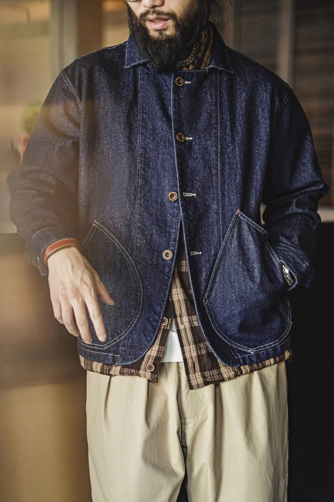 Retro Denim Workwear Navy Jacket