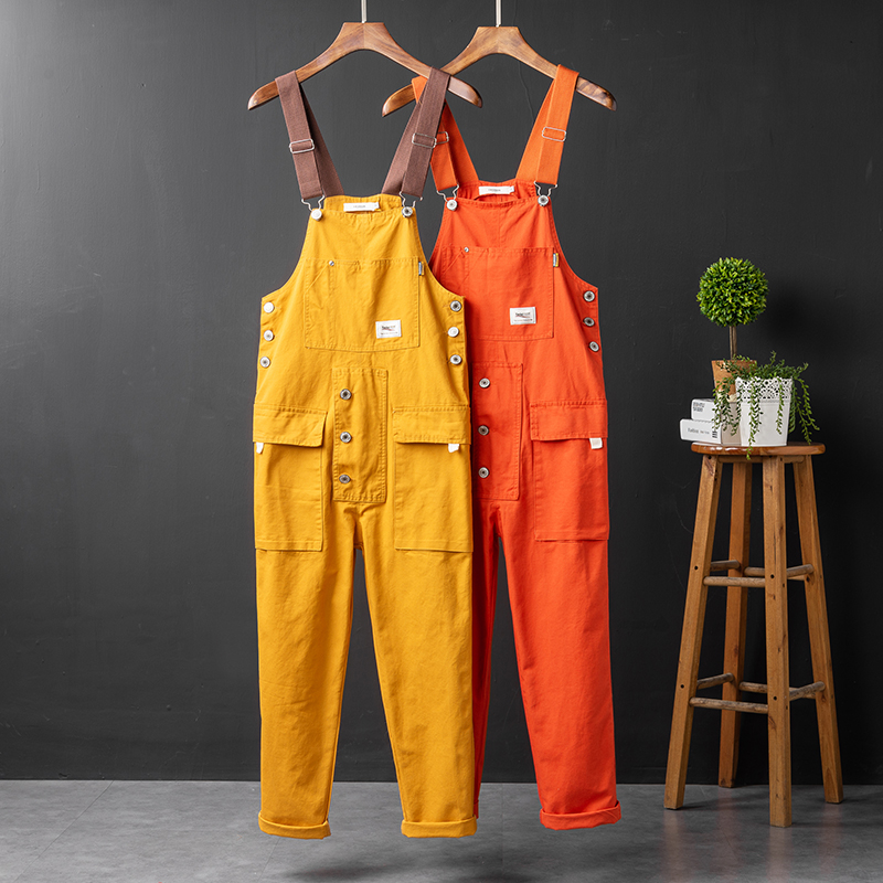 Retro Style Casual Multi-Pocket Overall Cargo Pants