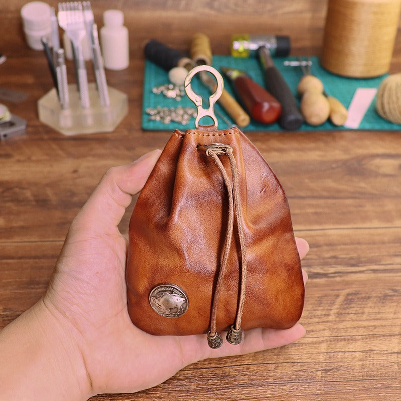 Retro Handmade Leather Coin Bag Storage Bag