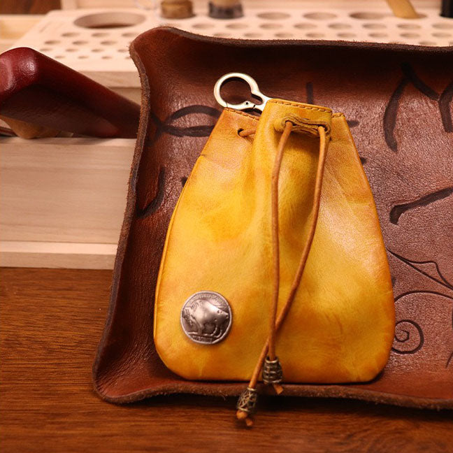 Retro Handmade Leather Coin Bag Storage Bag