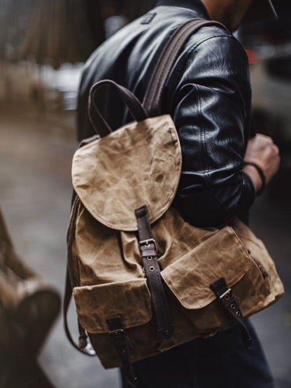 Retro Waxed Canvas Backpack