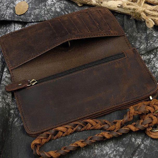 Retro Handmade Leather Multi-card Slots Long Wallet