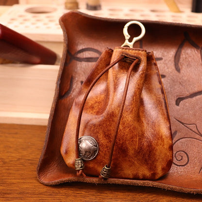 Retro Handmade Leather Coin Bag Storage Bag