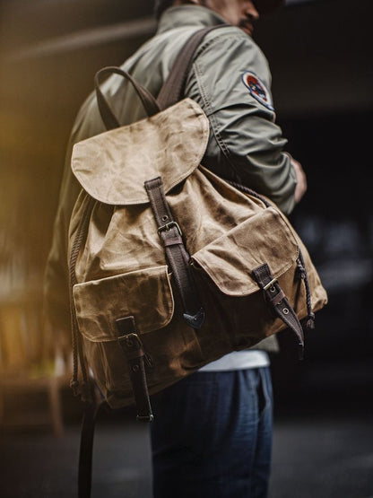 Retro Waxed Canvas Backpack