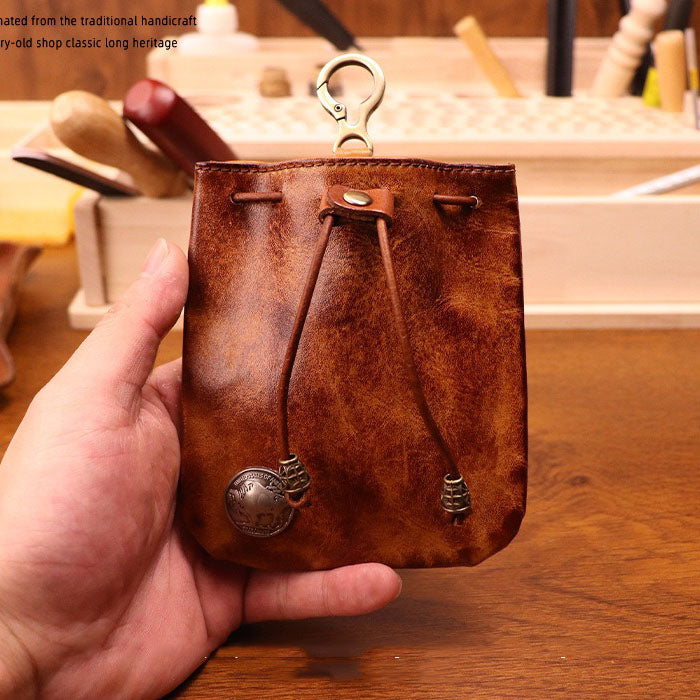 Retro Handmade Leather Coin Bag Storage Bag