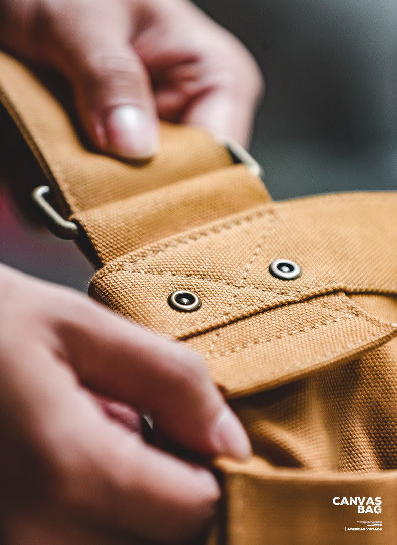 Retro Khaki Canvas Crossbody Bag Messenger Bag