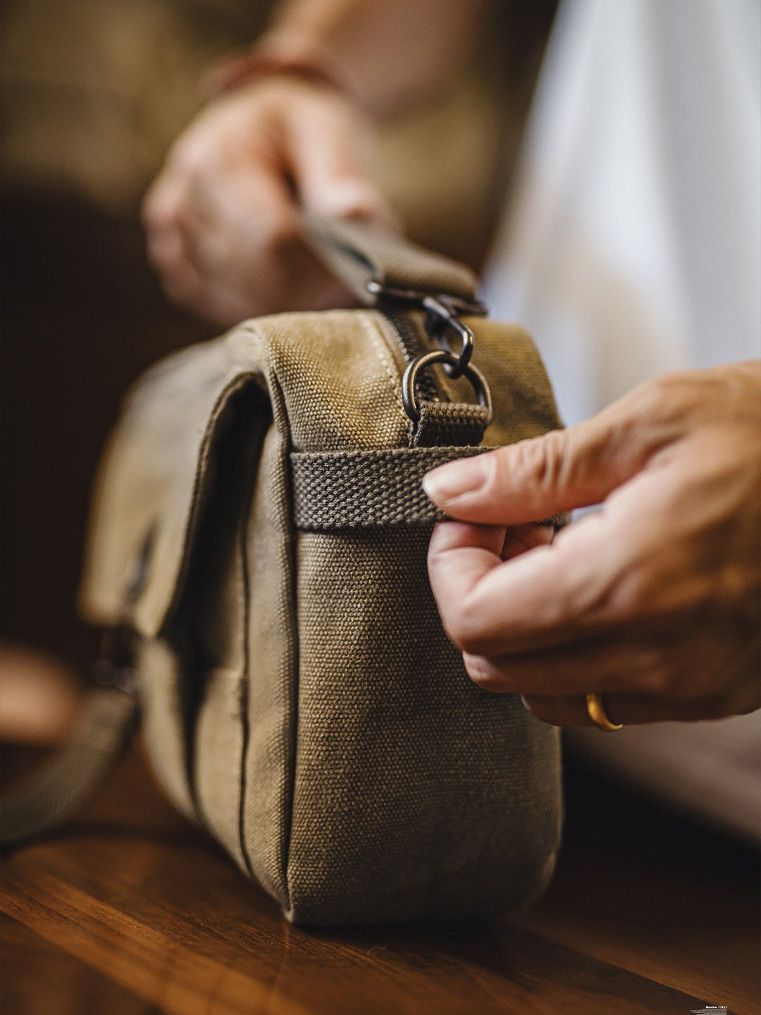 Retro Khaki Canvas Crossbody Bag Waist Bag