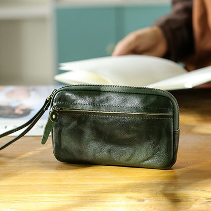 Retro Leather Distressed Top-Grain Cowhide Clutch Bag