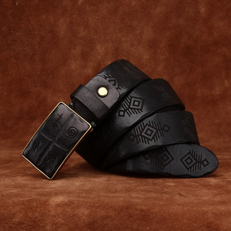 Retro Hand-carved Pattern Leather Belt