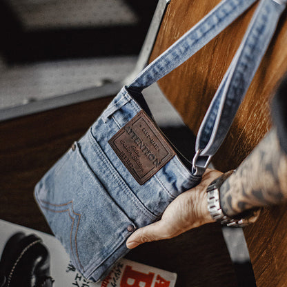 Retro Washed Blue Denim Shoulder Crossbody Bag