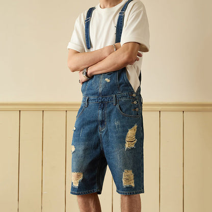 Retro Style Denim Multi-Pocket Overall Cargo Pants