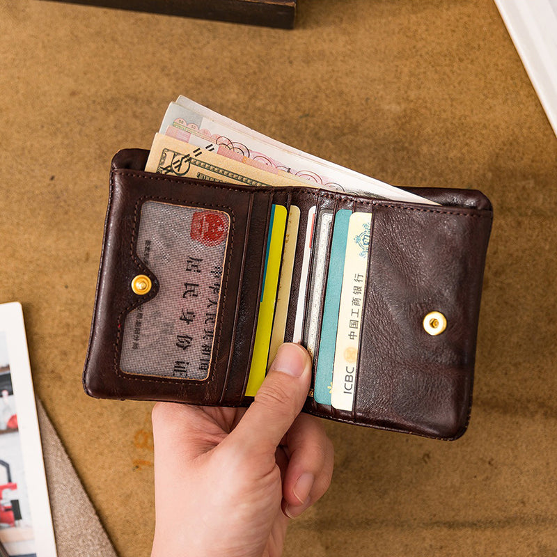 Retro Handmade Leather Card Holders Short Wallet