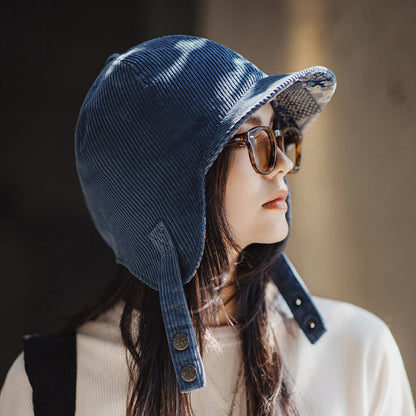 Retro Corduroy Windproof Ear Protection Hat