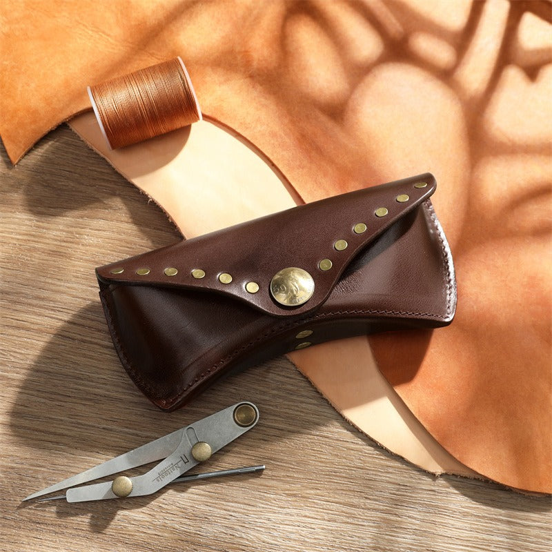 Retro Handmade Leather Glasses Case