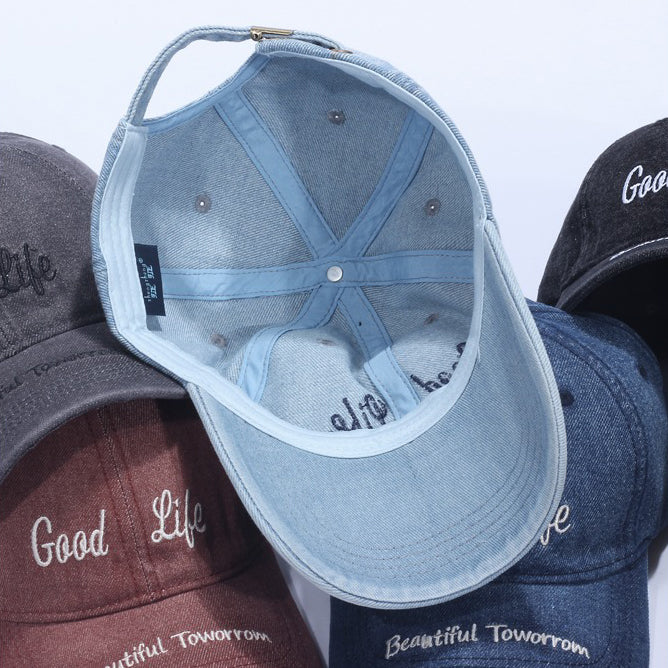 Retro Denim Flip Hat Beret Casual Cap Adjustable Hat