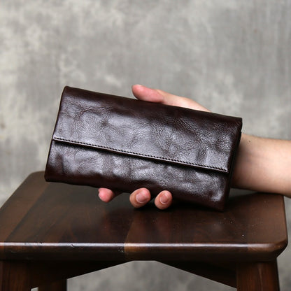 Retro Handmade Leather Multi-card Slots Long Wallet