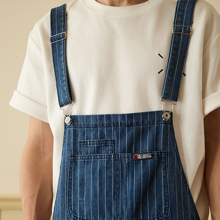 Retro Denim Casual Multi-Pocket Jumpsuits Overall