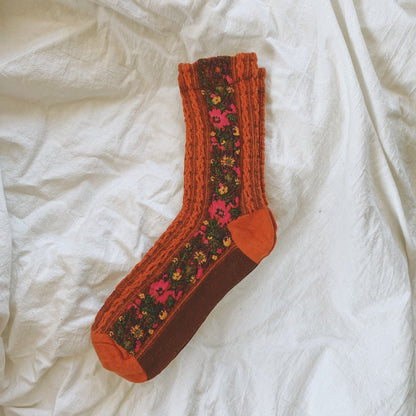 Women 5 Pairs Retro Ethnic Style Socks