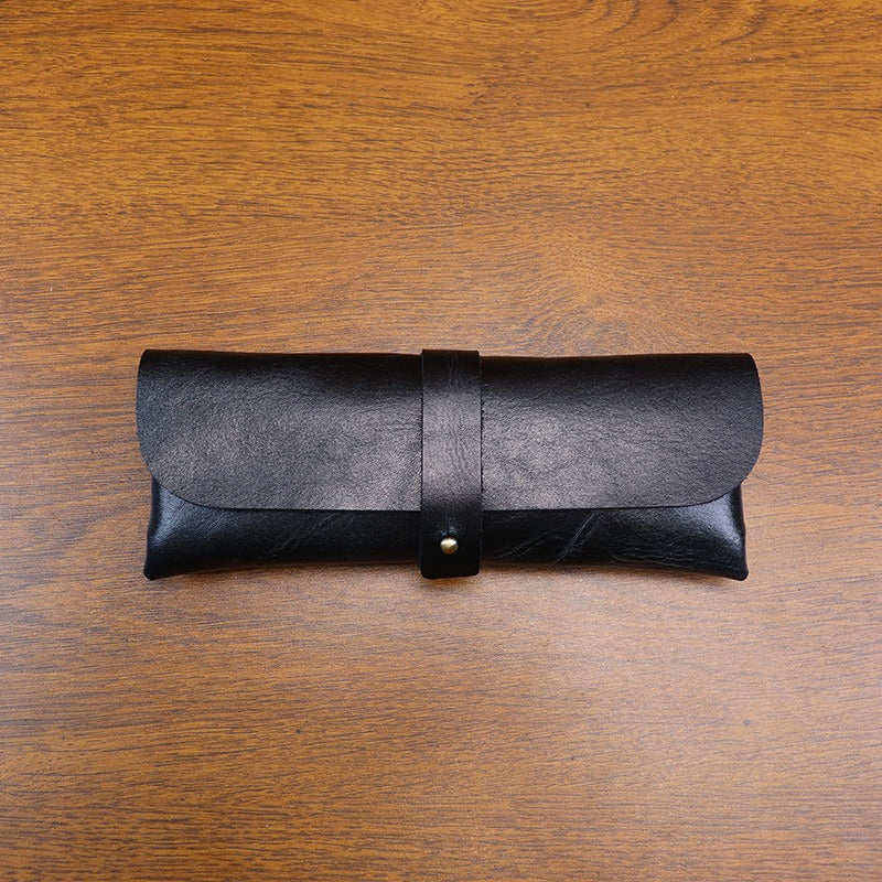 Retro Handmade Leather Pencil Case Glasses Case