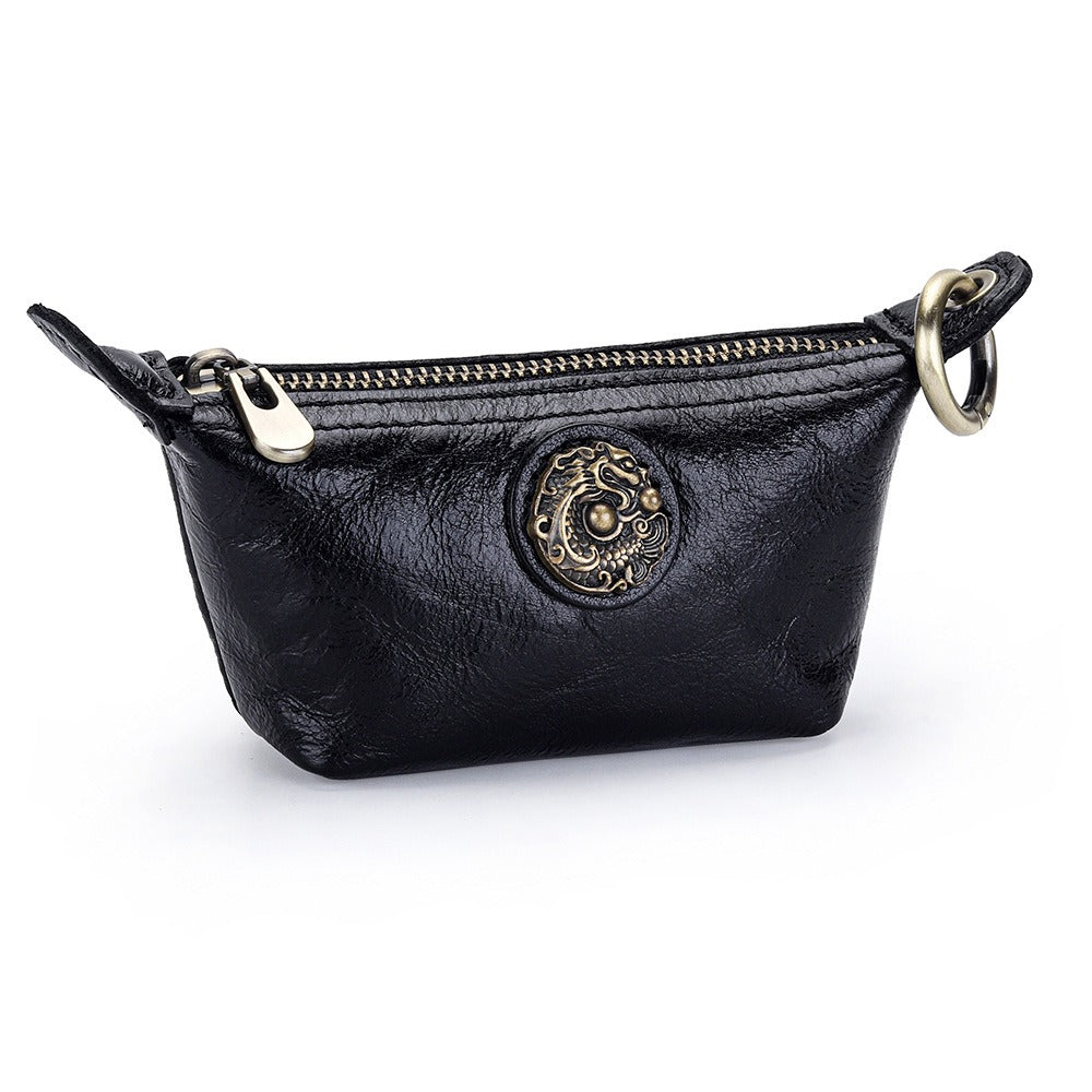 Retro Handmade Leather Zipper Wallet