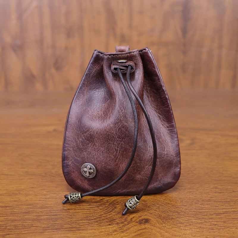 Retro Handmade Leather Coin Bag Storage Bag