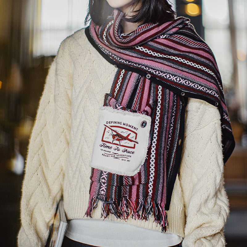 Retro Ethnic Style Knitted Sleeveless Vest Scarf