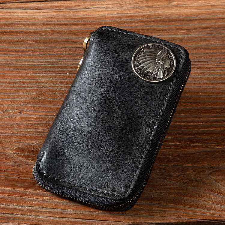 Retro Handmade Leather Key Holder Coin Card Car Key Wallet