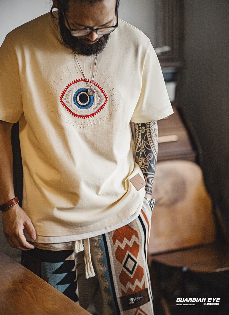 Retro Embroidery Guardian Eye T-shirt