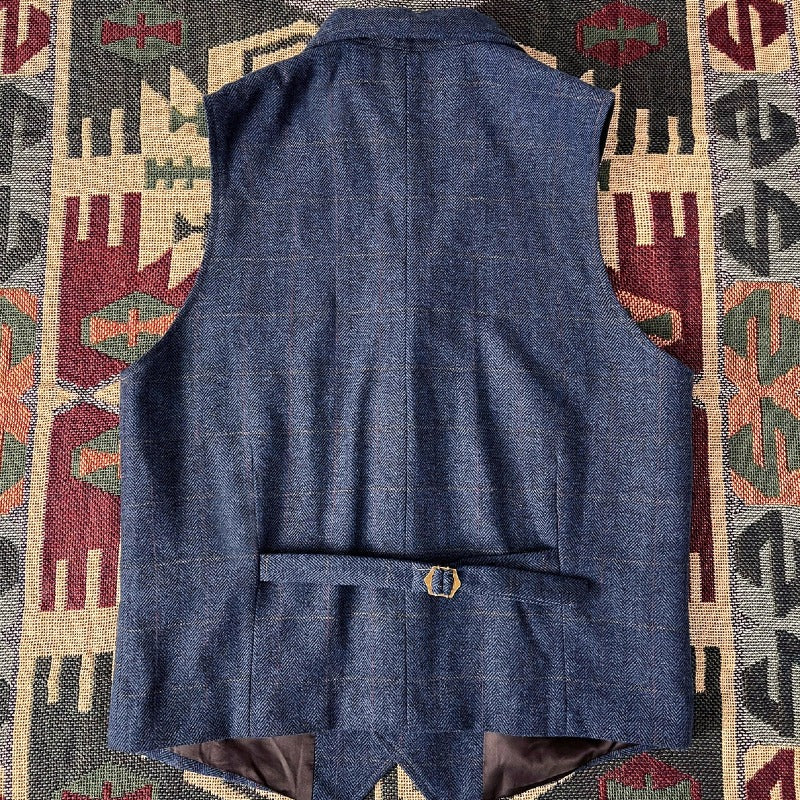Retro Large Size Wool Herringbone Waistcoats